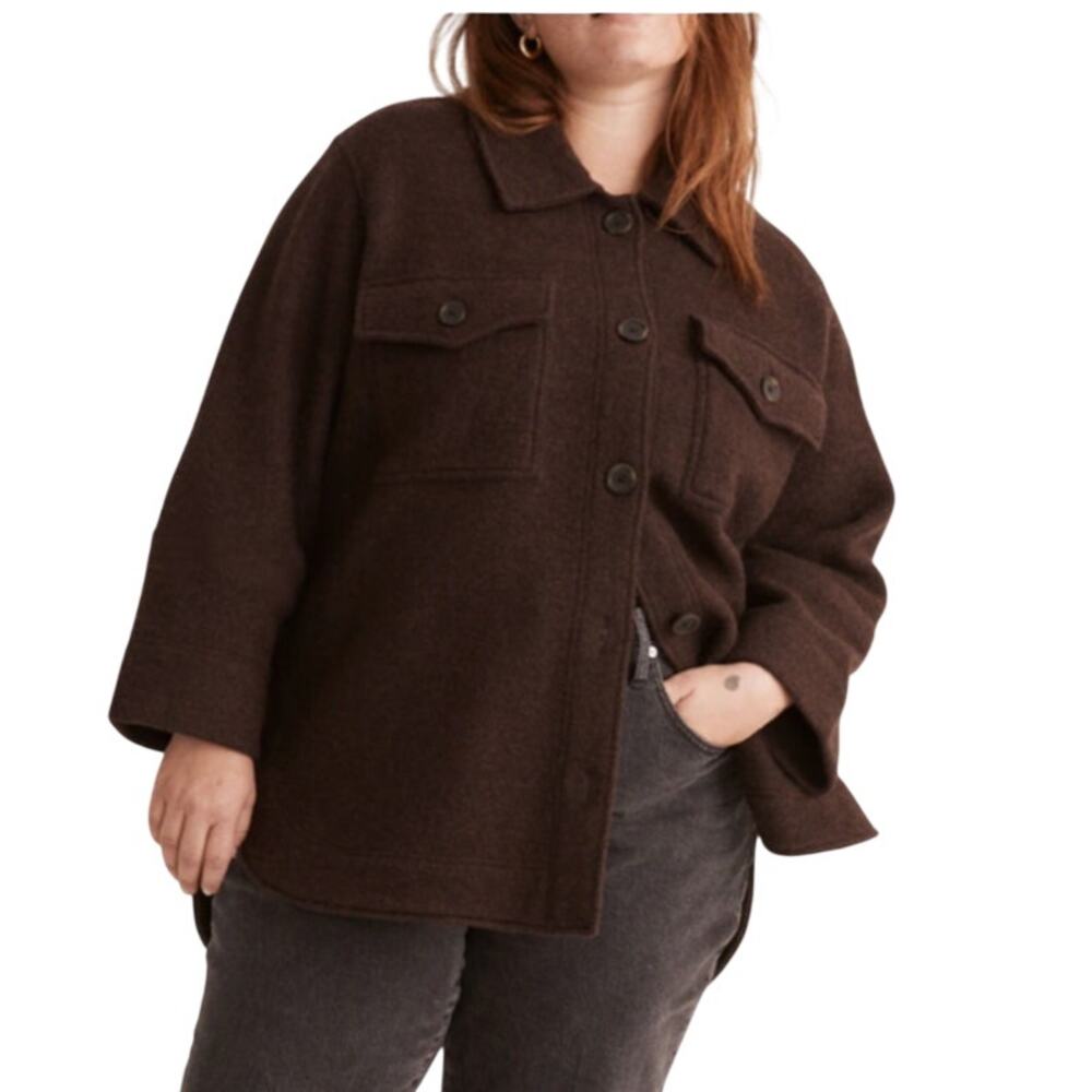 $188 Madewell Plus Boiled Wool Shirt Jacket Plus Size 3X